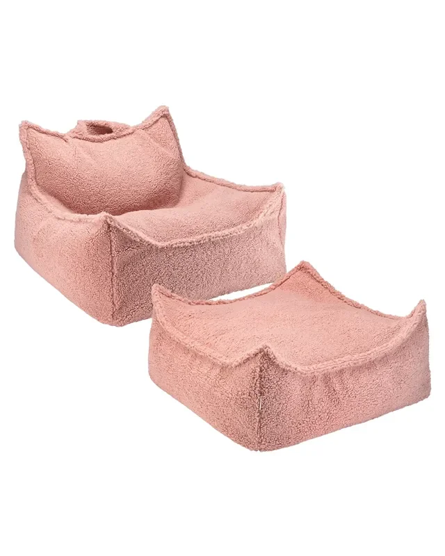 Guava Pink Beanbag Chair And Ottoman Set