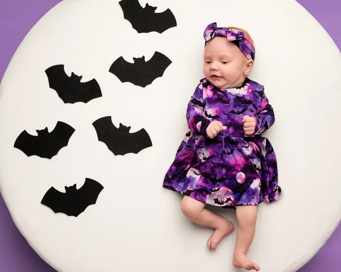 Halloween | Twilight Bats | Baby & Toddler Bamboo Bodysuit Dress