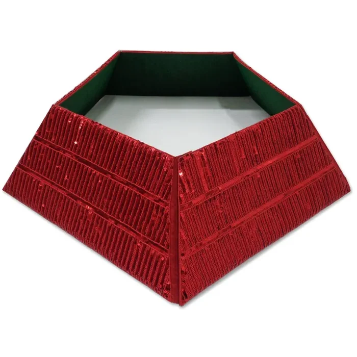 Hand Beaded Adjustable Christmas Tree Collar – Red Sequins