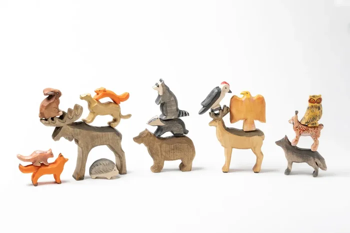 Hand Carved Wooden Forest Animals – Set Of 17