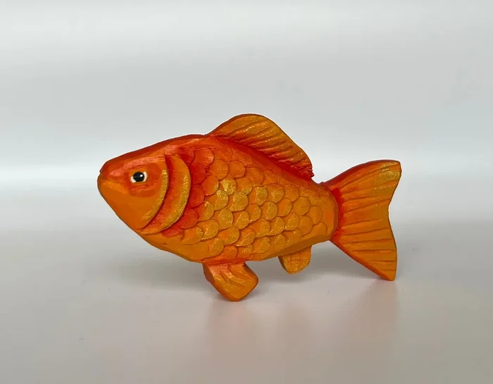 Hand Carved Wooden Goldfish Toy