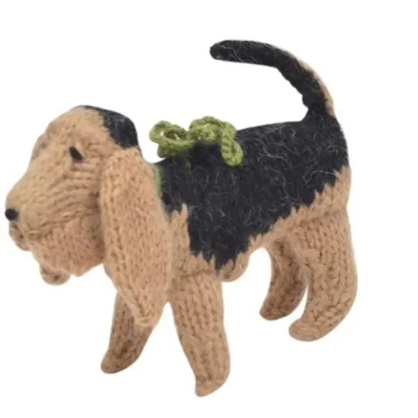 Hand Knit Alpaca Wool Christmas Ornament – Bloodhound Dog