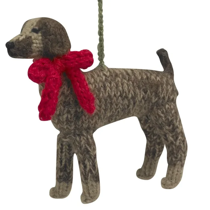 Hand Knit Alpaca Wool Christmas Ornament – German Short Haired Pointer Dog