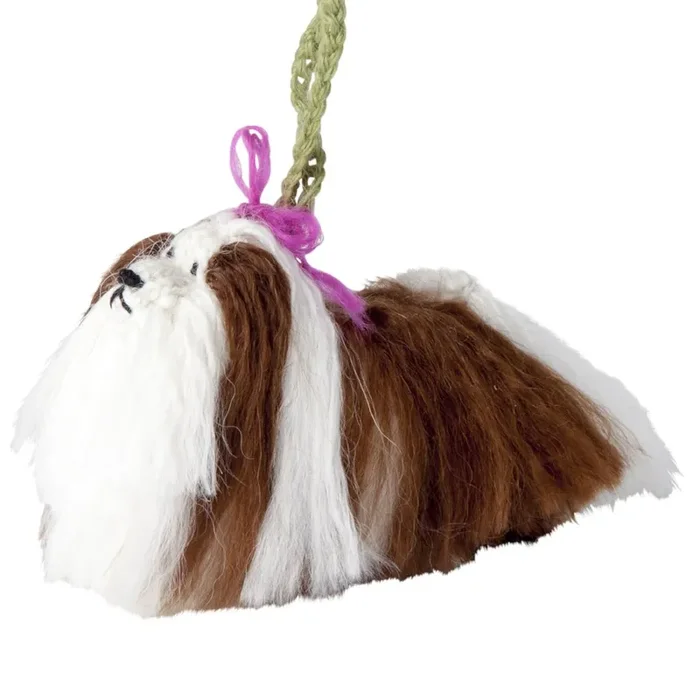 Hand Knit Alpaca Wool Christmas Ornament – Shih Tzu Dog