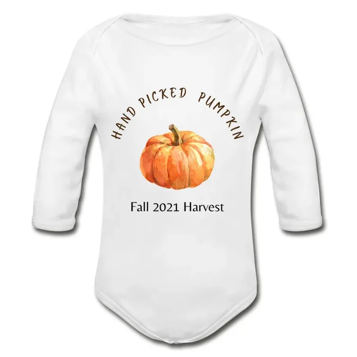 Hand Picked Pumpkin Organic Long Sleeve Onesie