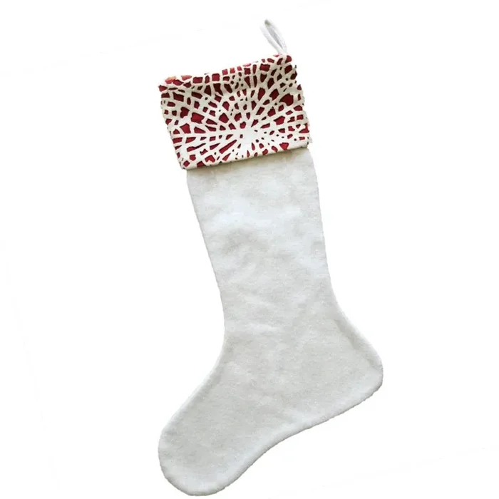 Handmade Precision-cut Cuff Christmas Stocking – Red Cream