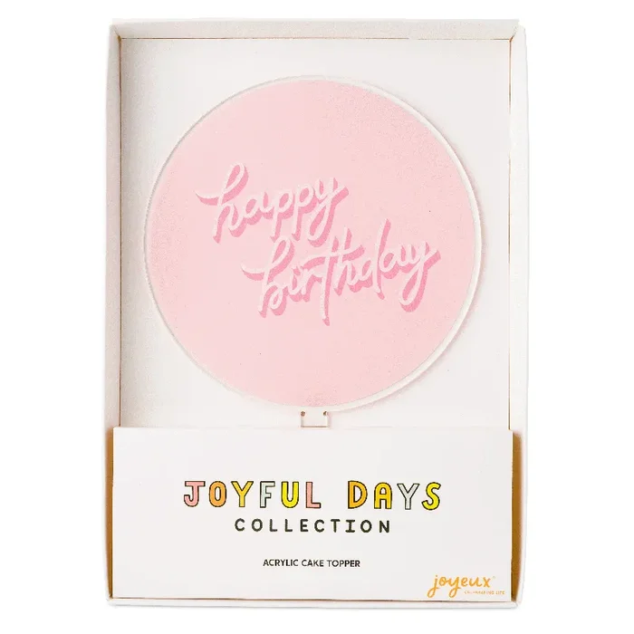 Happy Birthday Pink Acrylic Cake Topper
