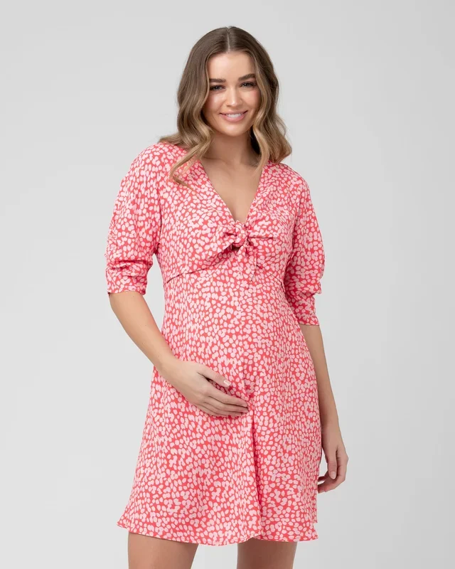 Harriet Tie Front Dress Red / Lilac