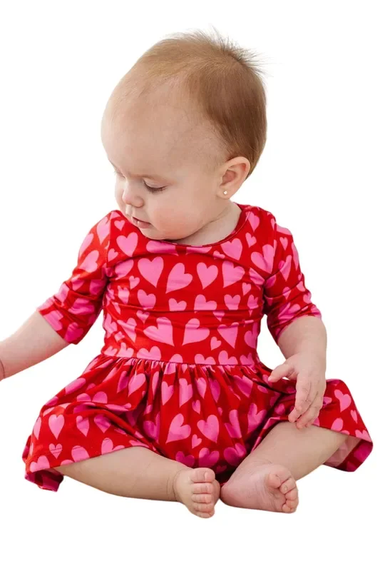 Hearts & Hugs 3/4 Sleeve Twirl Bodysuit