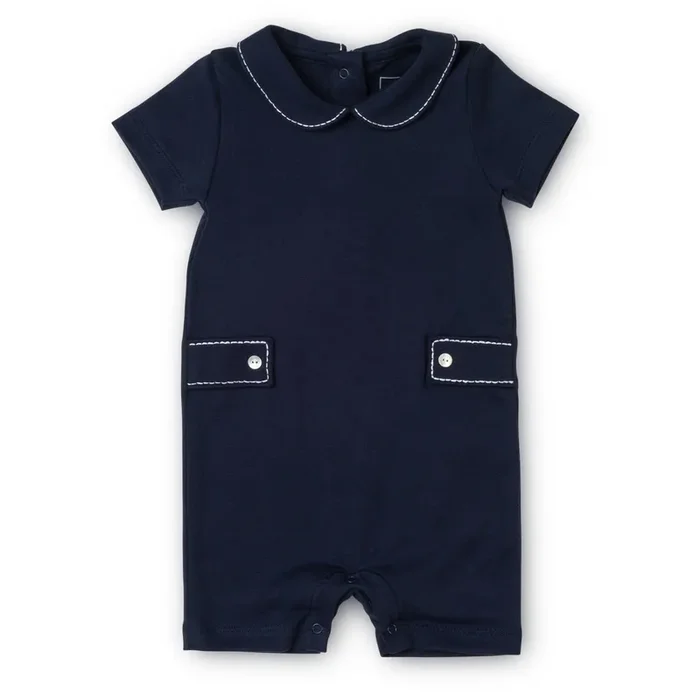 Henry Boys’ Pima Cotton Shortall – Navy With White Stitch