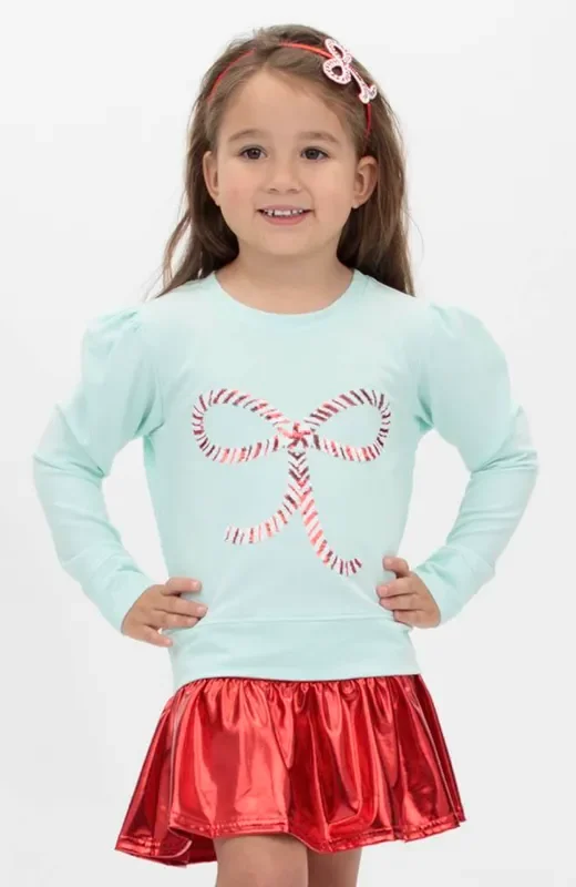 Holly Sweater | Candy Cane Bow