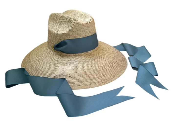 Hollyhock Sun Hat – French Blue Long Grosgrain Ribbon