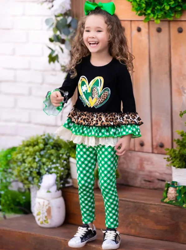 I Love St Patty’s Day Plaid Legging Set