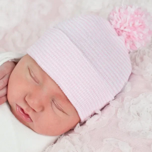 Ilybean Striped Hat Mixed Pom Pom