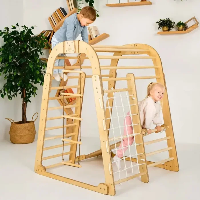 Indoor Wooden Playground For Children – 6in1 Playground + Swings Set + Slide Board