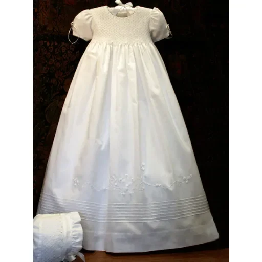 Isabel Garreton Pearls Silk Christening Gown With Bonnet- Ivory/3-6M