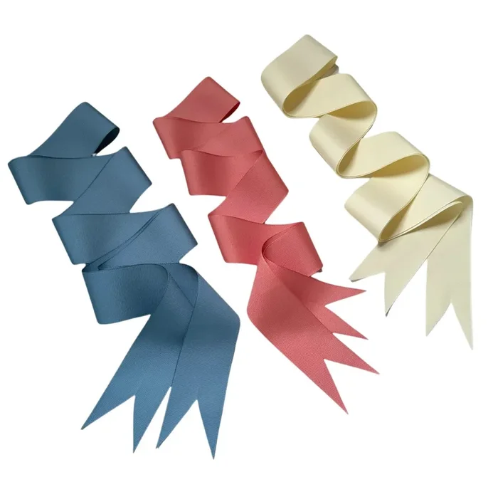 Ivory, French Blue & Coral Grosgrain Ribbon Pack – Long