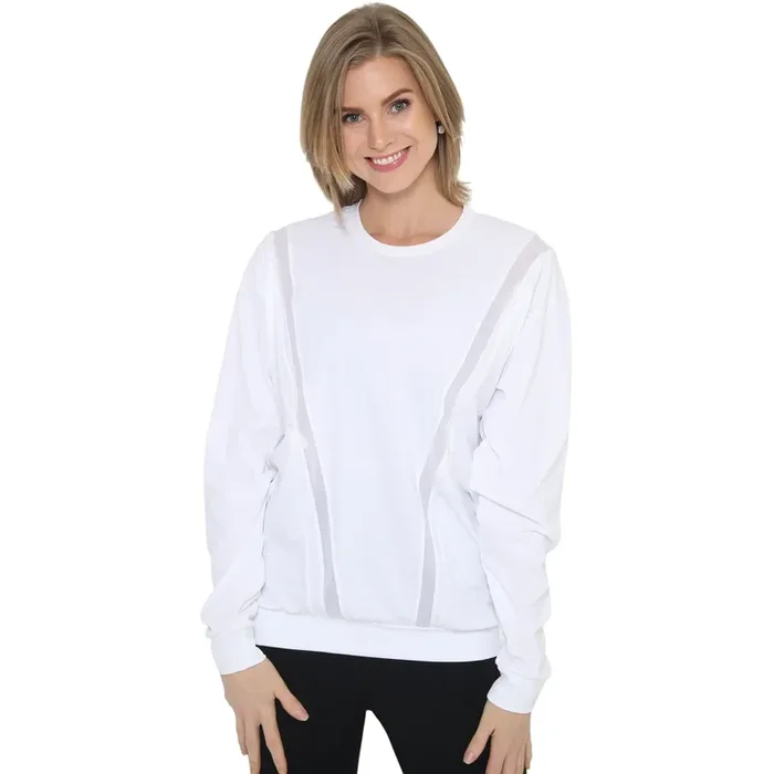 Ivy Mesh Long Sleeve Nursing Top (blanc)