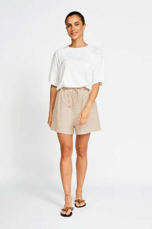 Ivy Stripe Lounge Short – Cream / Tan