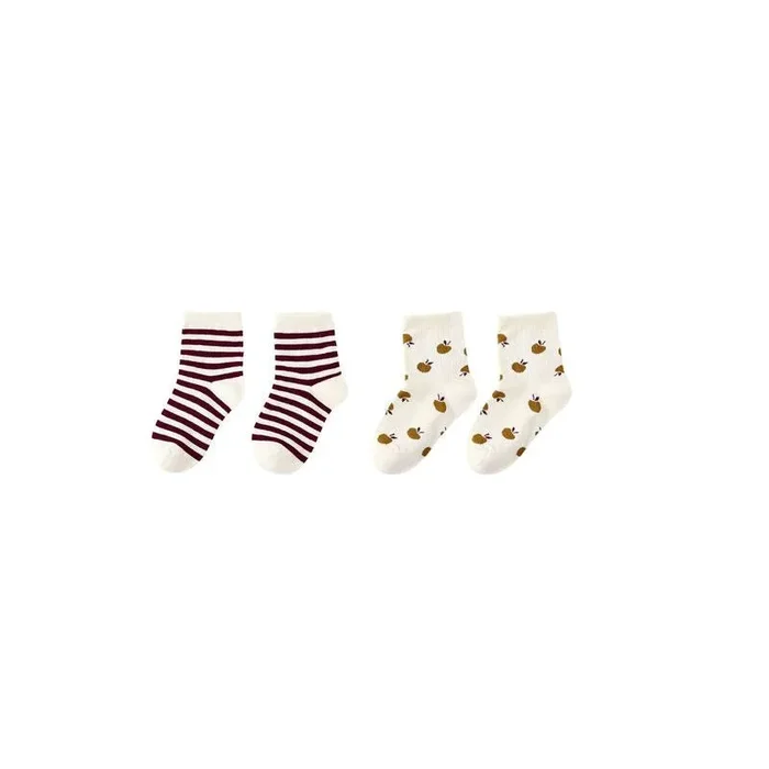 Jacquard Socks, 2-pack – Burgundy Stripe, Golden Apple
