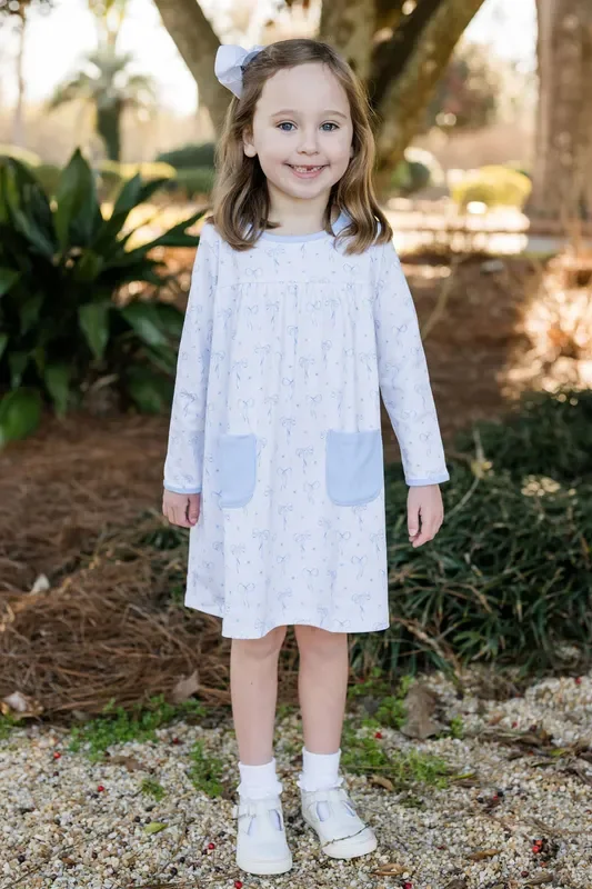 James and Lottie Lennon Dress in Blue Bows Knit