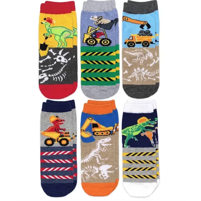 Jefferies Socks Construction Dinosaurs Crew Socks