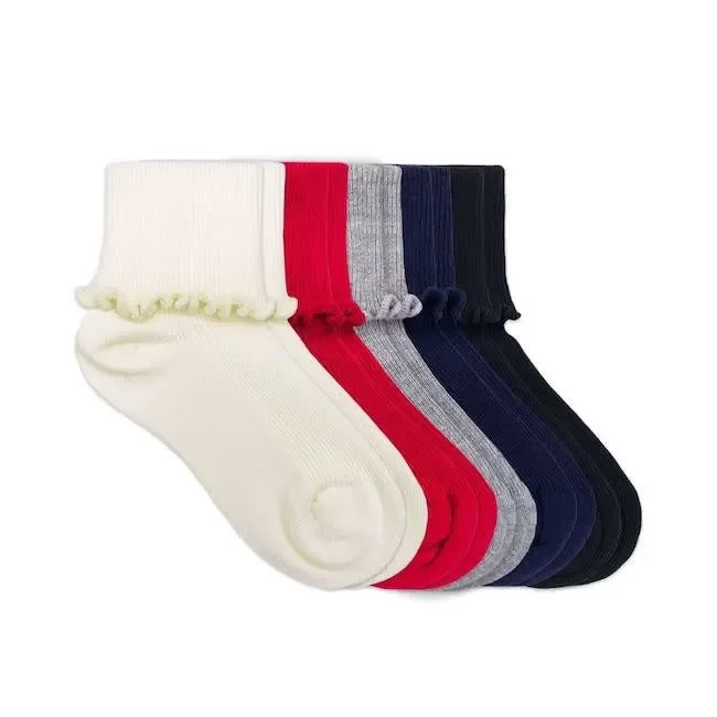 Jefferies Socks Smooth Toe Ripple Edge Turn Cuff Crew Sock