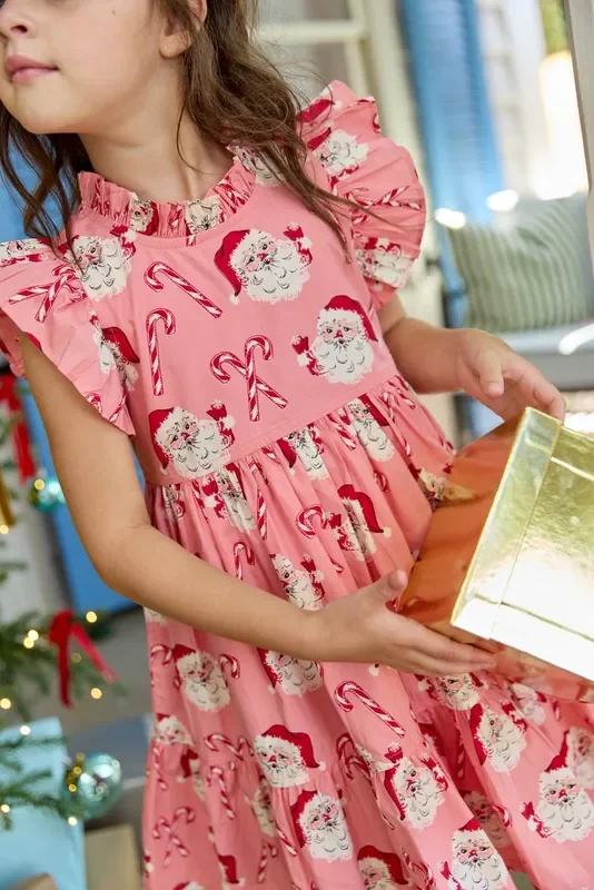 Jennifer Dress – Pink Candy Cane Santa