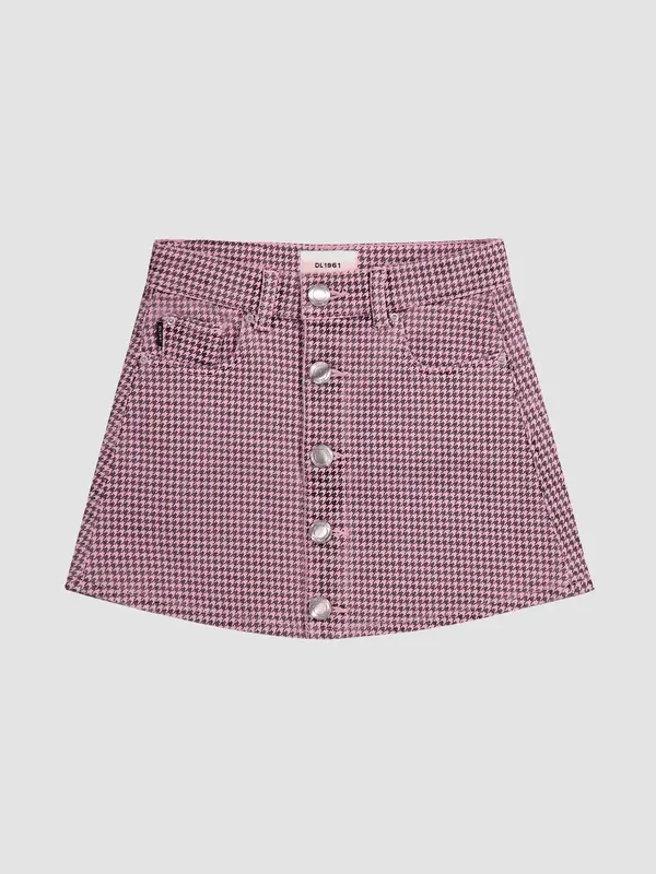 Jenny Mini Skirt | Pink Houndstooth