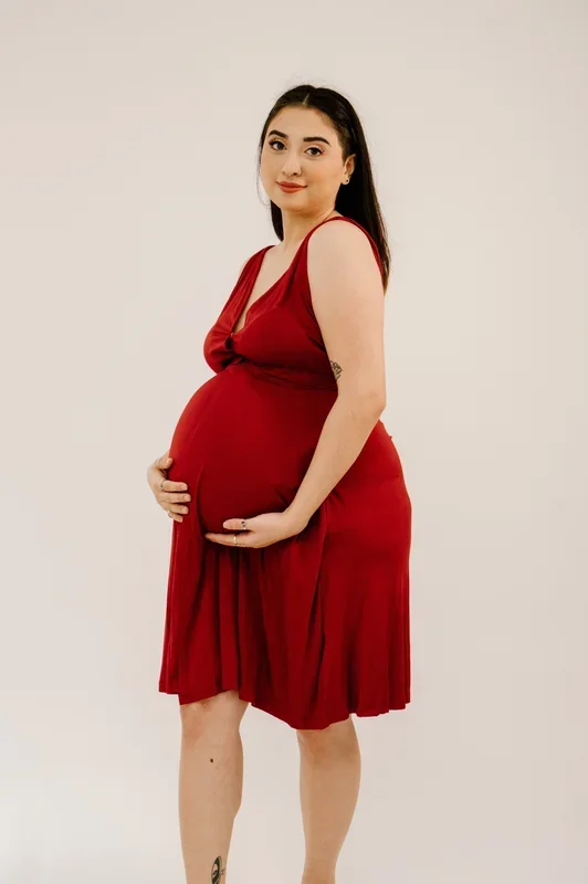 Juliet Labor & Postpartum Gown in Crimson-Limited Time