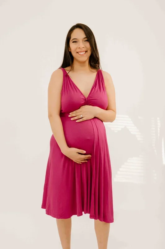 Juliet Labor & Postpartum Gown in Raspberry Red-Limited Time