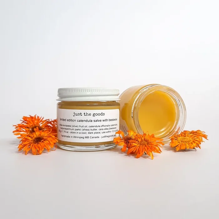 Just the Goods limited edition freshly grown traditional calendula salve (made with beeswax)