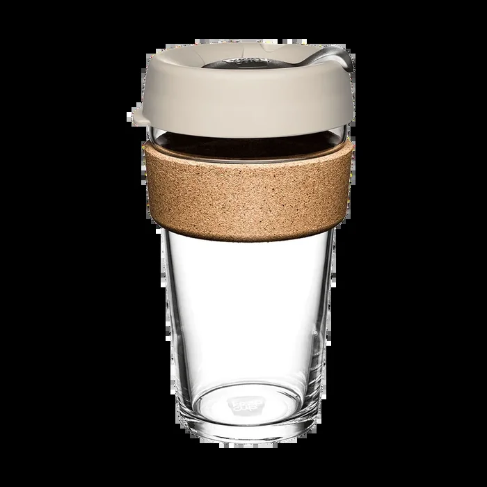 KeepCup Reusable Coffee Cup – Brew Glass & Cork – Large 16oz Taupe (Filter)