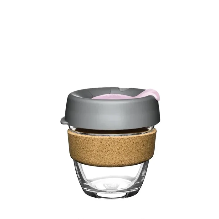 KeepCup Reusable Coffee Cup – Brew Glass & Cork – Small 8oz Grey (Myrtle)