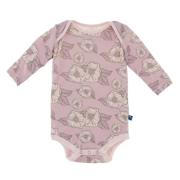 Kickee Pants Long Sleeve One Piece in Sweet Pea Poppies