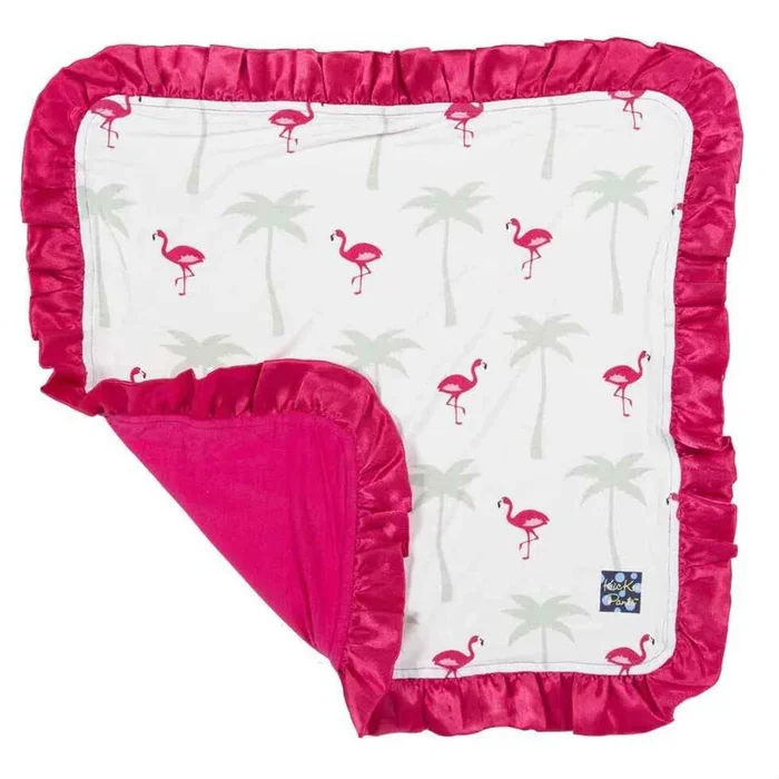 Kickee Pants Print Ruffle Lovey in Natural Flamingo