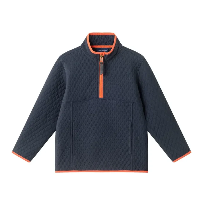 Kids Diamond Quilted Quarter-zip Pullover | Navy