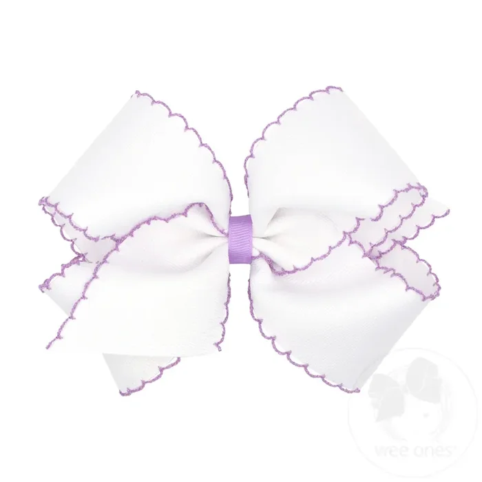 King Moonstitch Grosgrain Hair Bow with Contrasting Wrap (Light Orchid)
