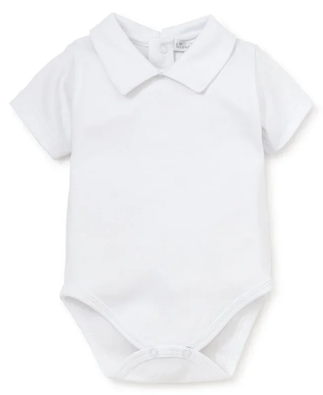 Kissy Kissy White Basics Short Sleeve Bodysuit with Collar