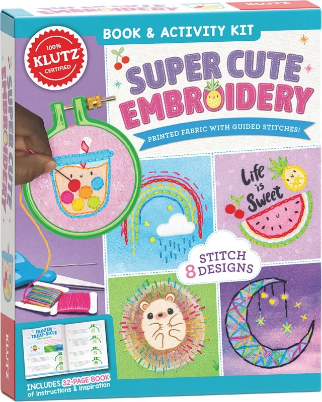 KLUTZ Super Cute Embroidery Book – Activity Kit