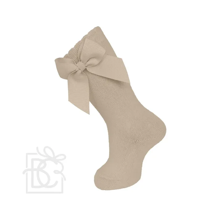 Knee High Socks w/ Bow camel