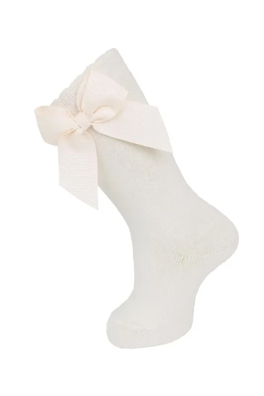 Knee High Socks w/ Bow natural