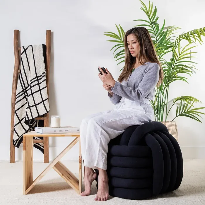 Knotted Pouf – Large – Black