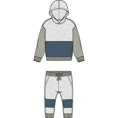 L/S HOODED SWEATSHIRT AND PANT KNIT-HEATHER GREY LT.