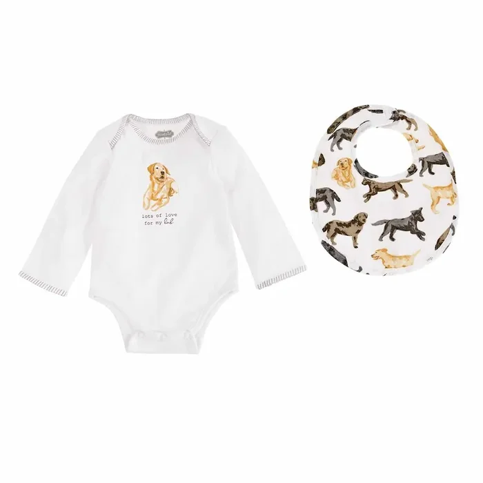 Lab Dog Bodysuit & Bib Set