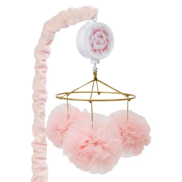 Lambs & Ivy Ballerina Baby Secret Garden Pink Pom Pom Musical Baby Crib Mobile Soother Toy