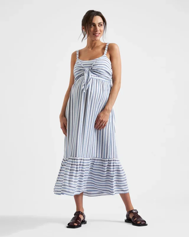 Lana Tie Front Dress Sky Blue / Navy / White