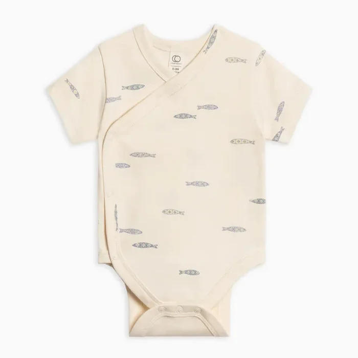 Lark Short Sleeve Kimono Bodysuit – Fish / Marino + Rain