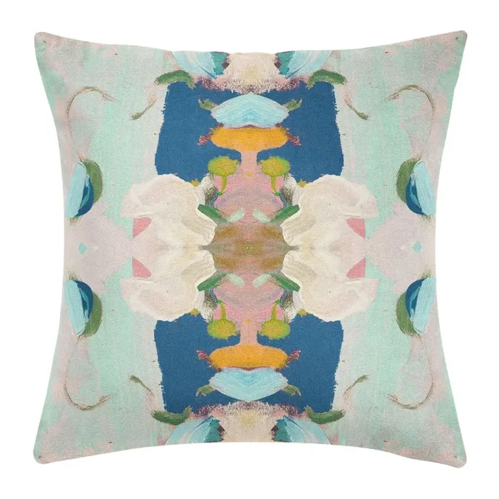 Laura Park Monet’s Garden Blue Pillow With Down Insert – 26 X 26