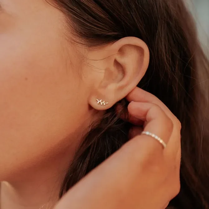 Laurel Gold Leaf Studs